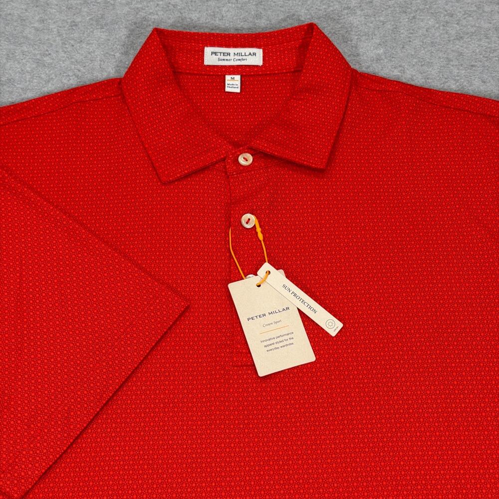 Peter Millar Summer Comfort Tesseract Polo Shirt Men’s Medium Red/Orange NWT
